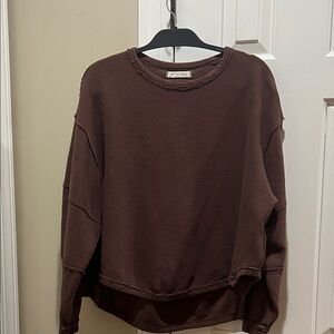 We The Free Rich Brown Crew Neck Top